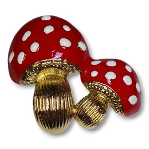 Red and Gold Mushroom Brooch